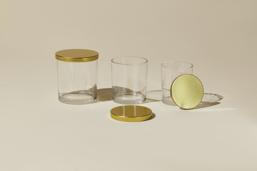 Transparent Glass Jar with Golden Lid for Candle Making | Elegant & Reusable