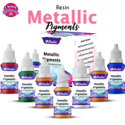 Studio Metallic Pigments Colors for Resin Molds 6 Colors in Bottle (In Box)