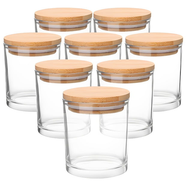 200ml Transparent Glass Jar with Wooden Lid for Candle Making (1pc)