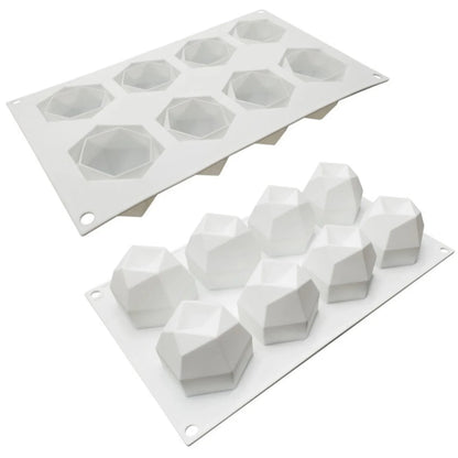 8 Cavity Geometric Diamond Candle Mould | Candle Crafting Handmade Mold | Silicone Cubic Molds | Ice Cube Chocolate Soap Baking DIY Moulds