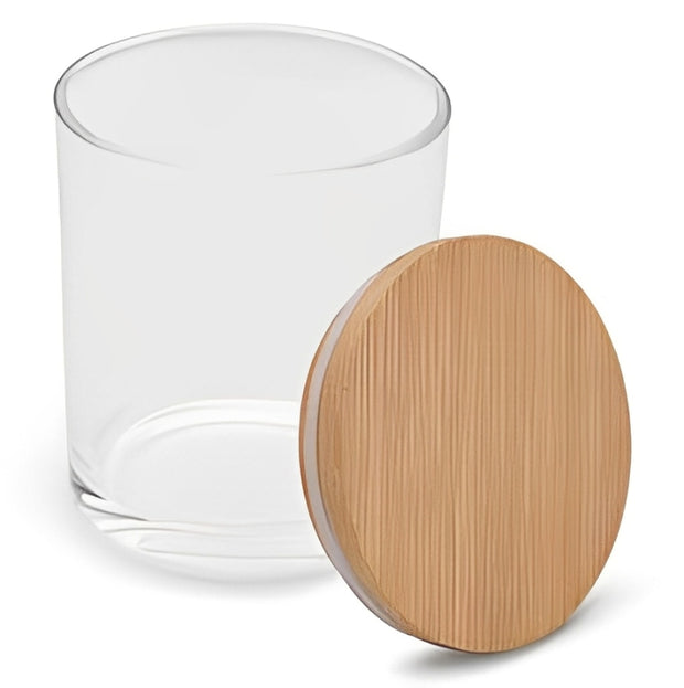 200ml Transparent Glass Jar with Wooden Lid for Candle Making (1pc)