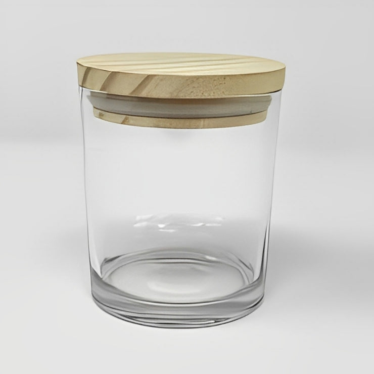 200ml Transparent Glass Jar with Wooden Lid for Candle Making (1pc)