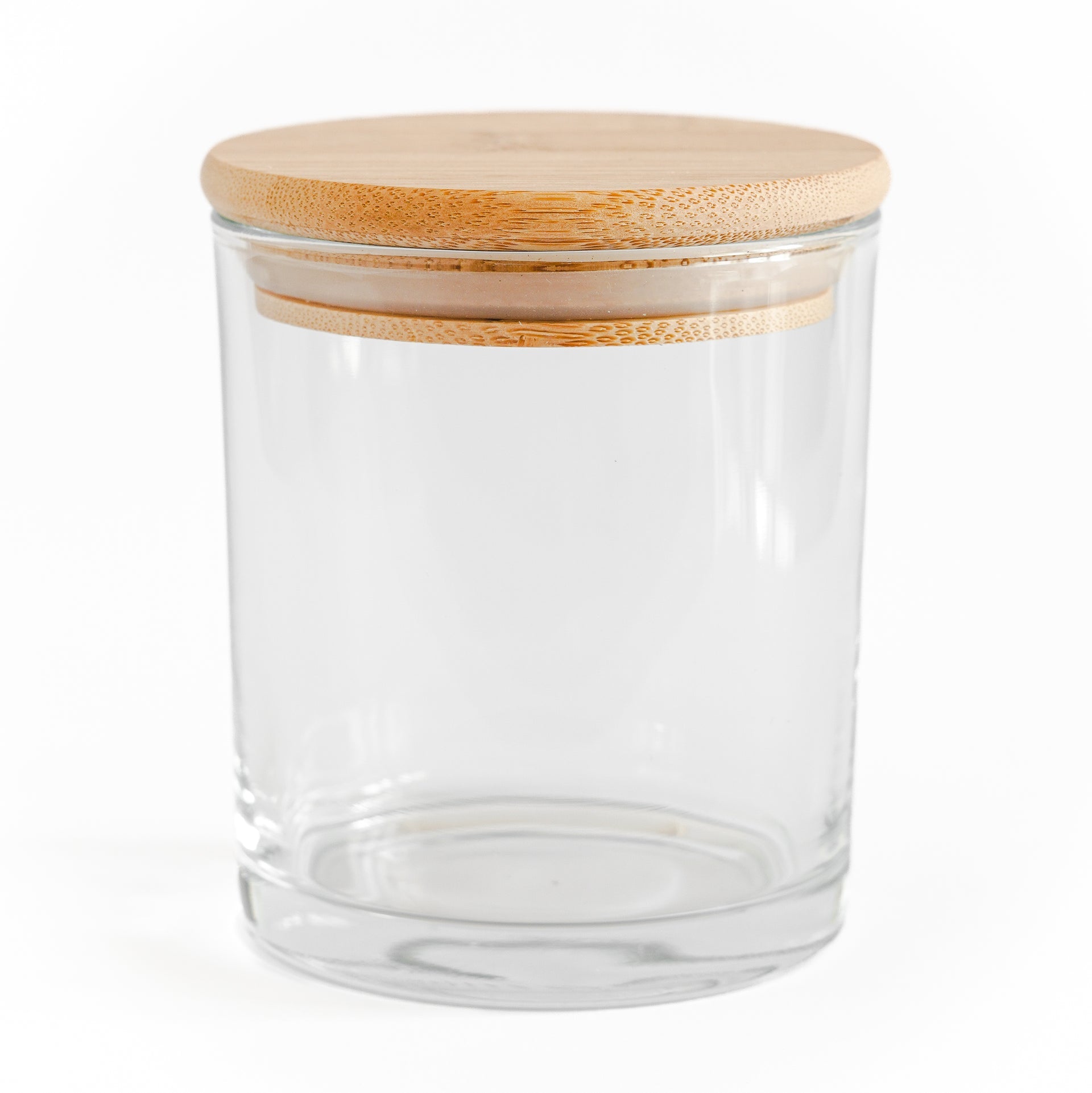 Transparent Glass Jar with Wooden Lid for Candle Making | Elegant & Reusable