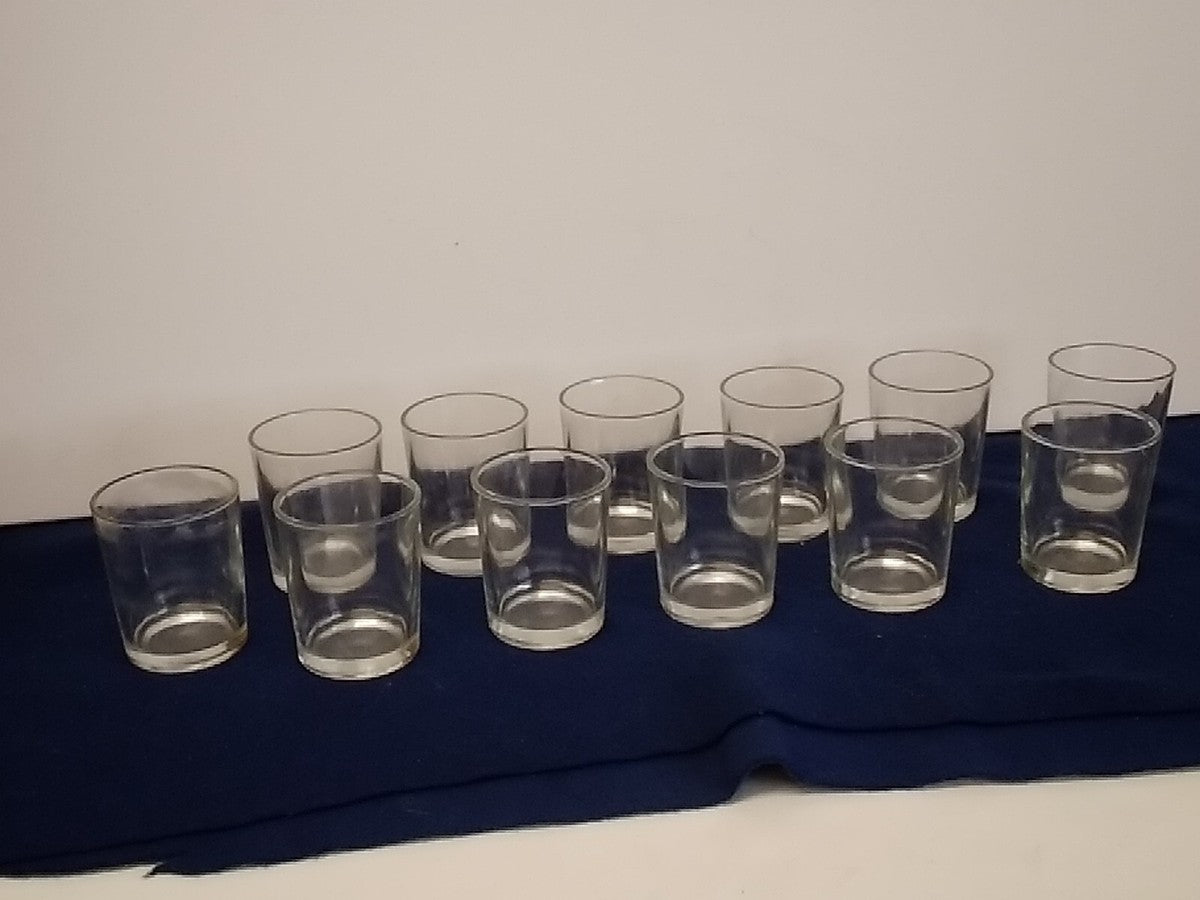 Set of 12 Transparent Glass Candle Jars